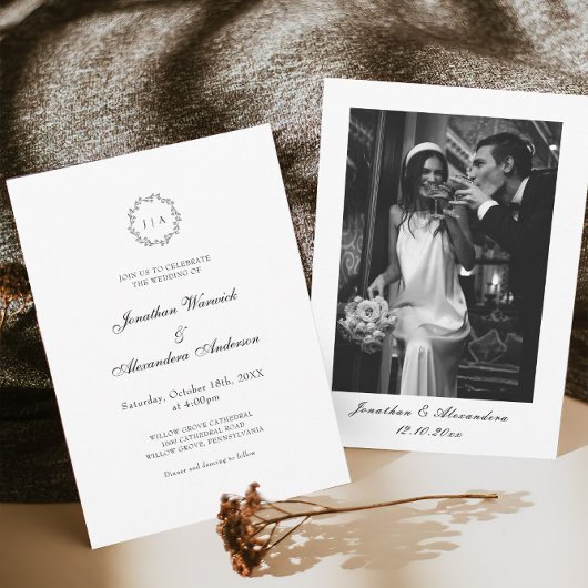 Invitation Mariage d'hiver noir et blanc
