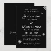 Invitation Mariage d'hiver noir et blanc moderne (Devant / Derrière)