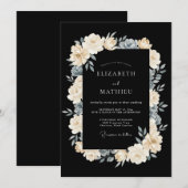 Invitation Mariage d'hiver noir exquis (Devant / Derrière)