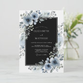 Invitation Mariage d'hiver noir immaculé (Debout devant)