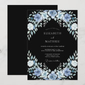 Invitation Mariage d'Hiver Noir Raffiné (Devant / Derrière)