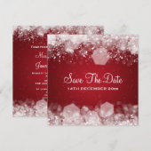 Invitation Mariage d'Hiver Nuit Brillante Rouge (Devant / Derrière)