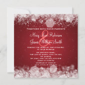 Invitation Mariage d'Hiver Nuit Brillante Rouge (Dos)