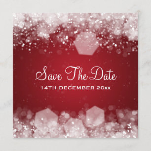 Invitation Mariage d'Hiver Nuit Brillante Rouge