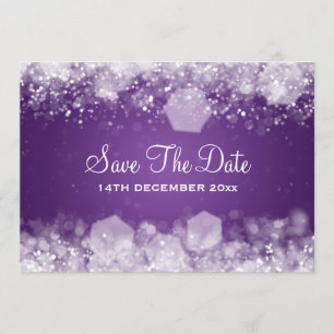 Invitation Mariage d'Hiver Nuit Étincelante Violet