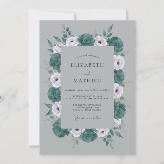 Invitation Mariage d'hiver Opulent Gris (Devant)