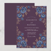 Invitation Mariage d'hiver opulent prune (Devant / Derrière)