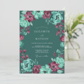 Invitation Mariage d'hiver opulent sarcelle foncé (Debout devant)