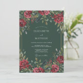 Invitation Mariage d'hiver opulent vert foncé (Debout devant)