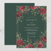 Invitation Mariage d'hiver opulent vert foncé (Devant / Derrière)
