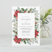 Invitation Mariage d'hiver orné de rouge (Debout devant)