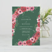 Invitation Mariage d'hiver orné de vert chasseur (Debout devant)