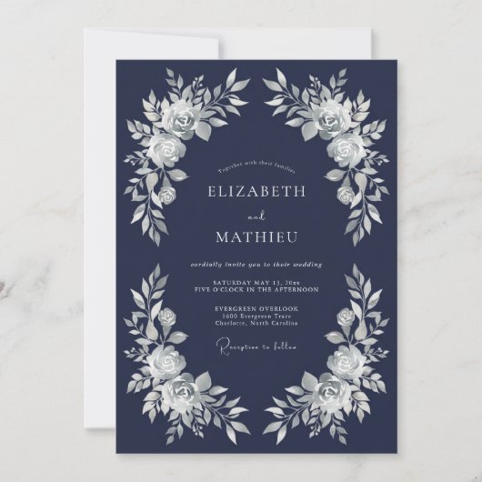 Invitation Mariage d'Hiver Palais Bleu Marine (Devant)