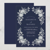 Invitation Mariage d'Hiver Palais Bleu Marine (Devant / Derrière)