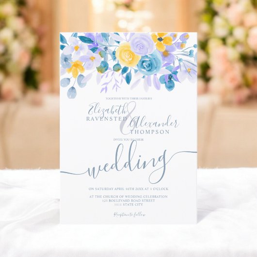 Invitation Mariage d'hiver Pastel lavender gris orange