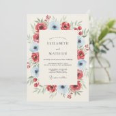 Invitation Mariage d'hiver peinturluré rouge-bleu (Debout devant)