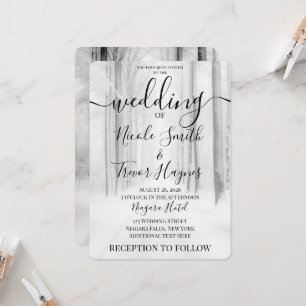 Invitation Mariage d'hiver personnalisé sur une route enneigé