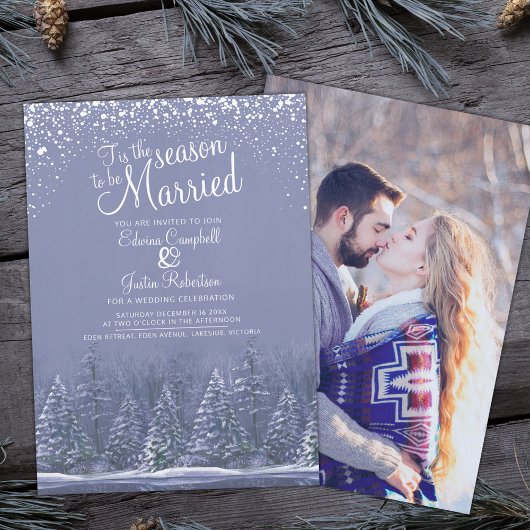 Invitation Mariage d'hiver pin lac blanc