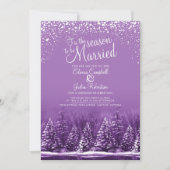 Invitation Mariage d'hiver pin lac blanc violet photo d'art (Devant)