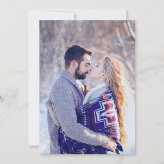 Invitation Mariage d'hiver pin lac blanc violet photo d'art (Dos)