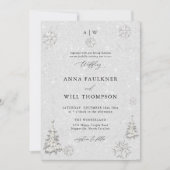 Invitation Mariage d'hiver Pine blanche noire Mariage Wonderl (Devant)