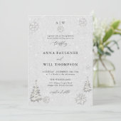 Invitation Mariage d'hiver Pine blanche noire Mariage Wonderl (Debout devant)