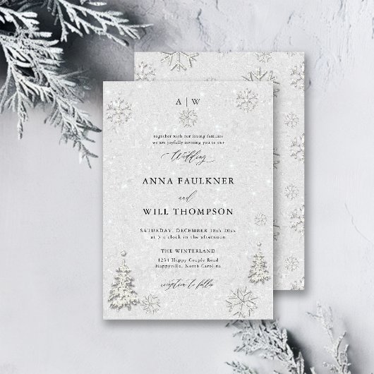 Invitation Mariage d'hiver Pine blanche noire Mariage Wonderl