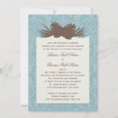 Invitation Mariage d'hiver Pinecones et Damask (Devant)