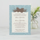 Invitation Mariage d'hiver Pinecones et Damask (Debout devant)