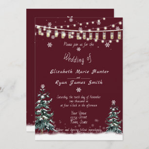 Invitation Mariage d'hiver Pins de Neige Arbres de Bourgogne