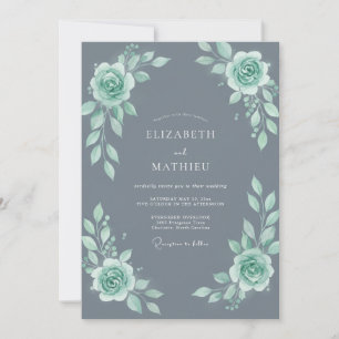 Invitation Mariage d'hiver poétique gris acier