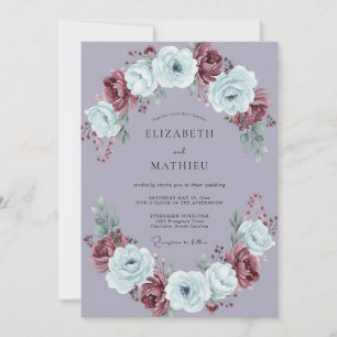 Invitation Mariage d'hiver poétique lavande