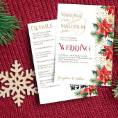 Invitation Mariage d'hiver poinsettia or tout en un modèle