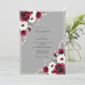 Invitation Mariage d'hiver poli bordeaux (Debout devant)