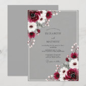 Invitation Mariage d'hiver poli bordeaux (Devant / Derrière)