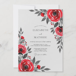 Invitation Mariage d'hiver poli rouge