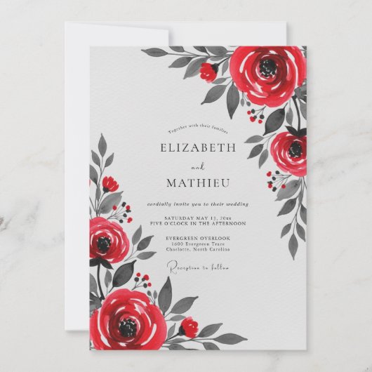 Invitation Mariage d'hiver poli rouge (Devant)