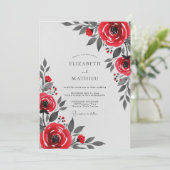 Invitation Mariage d'hiver poli rouge (Debout devant)