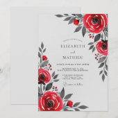 Invitation Mariage d'hiver poli rouge (Devant / Derrière)