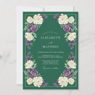 Invitation Mariage d'hiver prestigieux vert pin