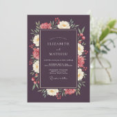 Invitation Mariage d'hiver profond prune maussade (Debout devant)
