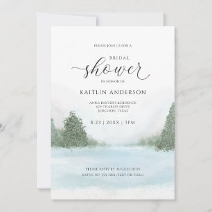 Invitation Mariage d'Hiver Réception de Mariée Lac Arbres Nei