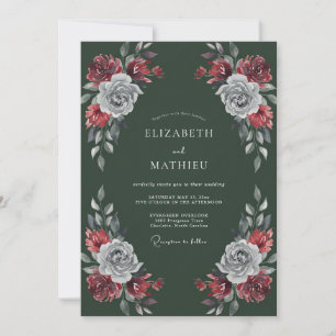 Invitation Mariage d'hiver régale vert chasseur