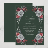 Invitation Mariage d'hiver régale vert chasseur (Devant / Derrière)