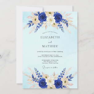 Invitation Mariage d'hiver resplendissant bleu royal