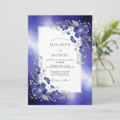 Invitation Mariage d'Hiver Resplendissant Bleu Saphir (Debout devant)