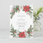 Invitation Mariage d'hiver resplendissant rouge (Debout devant)