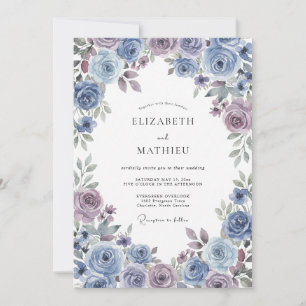 Invitation Mariage d'hiver romantique bleu ardoise