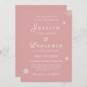 Invitation Mariage d'hiver rose moderne (Devant / Derrière)
