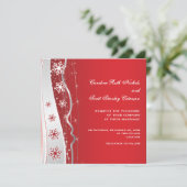 Invitation Mariage d'hiver rouge, gris argenté (Debout devant)